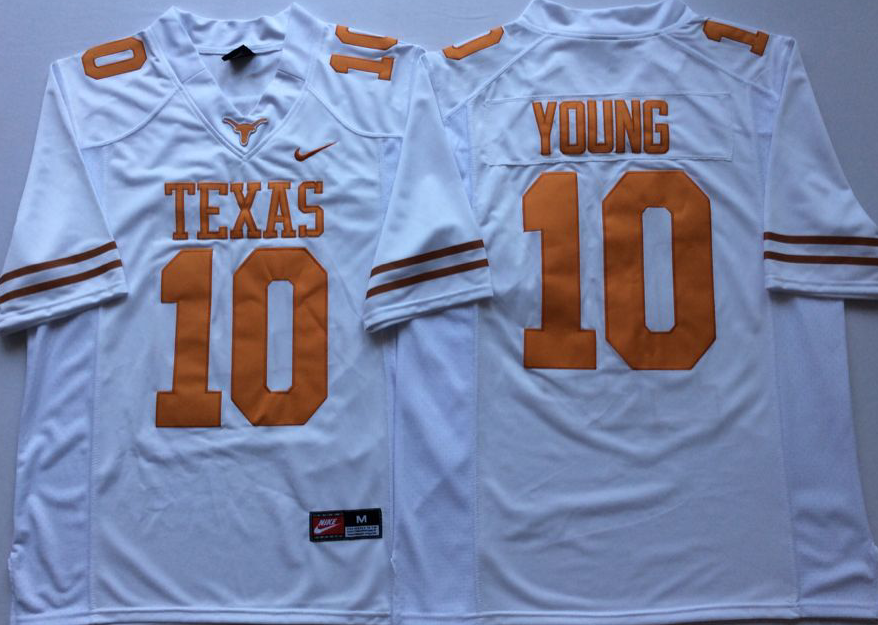 Men Texas Longhorns #10 Young White Nike NCAA Jerseys